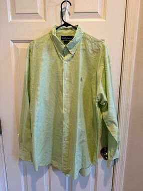 Polo Ralph Lauren Blake Men’s Button Down Shirt XL Green White Check Long Sleeve